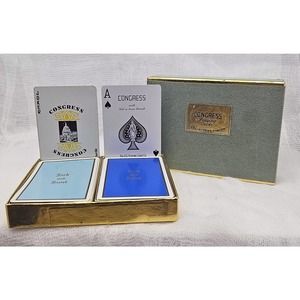VTG Congress Playing Cards with Case Cell U Tone "Jack and Janet" 2 decks